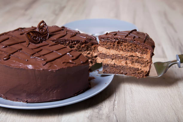 istock Chocolate cake Prague. Homemade baking. 698022636