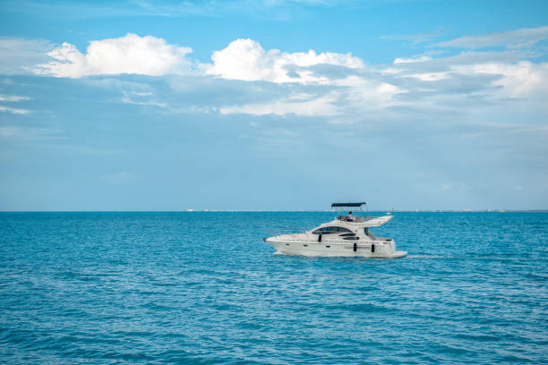 istock White yacht sails on the sea 698026304