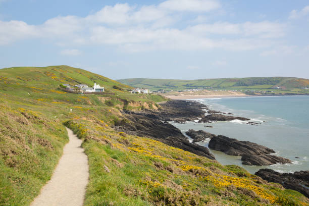 Coast path to Croyde from Woolacome Devon England UK in summer