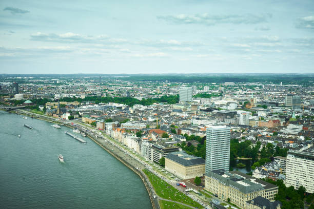 istock German city of Dusseldorf from above 698034684