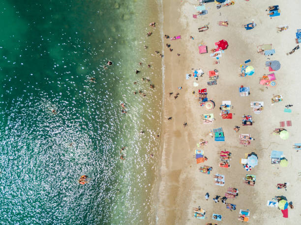 istock Top View of Umbrellas in a Beach 698048184