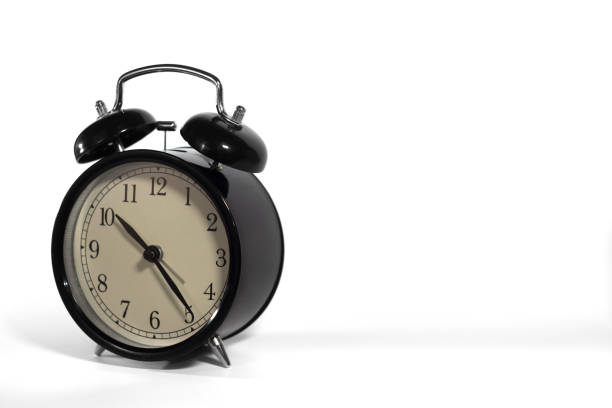 istock Black, vintage alarm clock with qwhite background 698048390