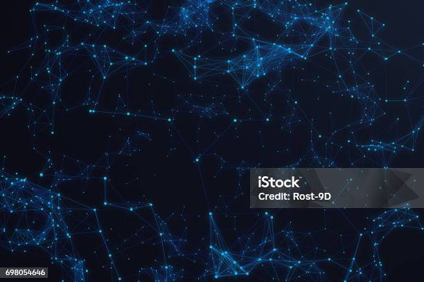 Technological Connection Futuristic Shape Blue Dot Network Abstract Background Blue Background Concept Of Network Internet Communication 3d Rendering Stock Photo - Download Image Now