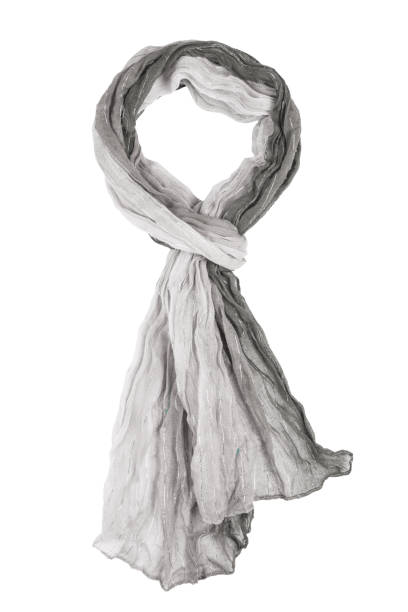 istock Grey silk scarf isolated on white background. 698059298