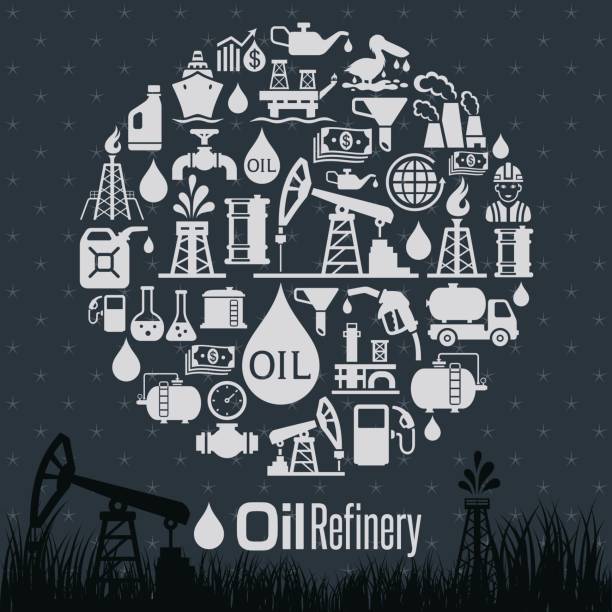 ilustrações de stock, clip art, desenhos animados e ícones de oil industry collage - vacuum tube