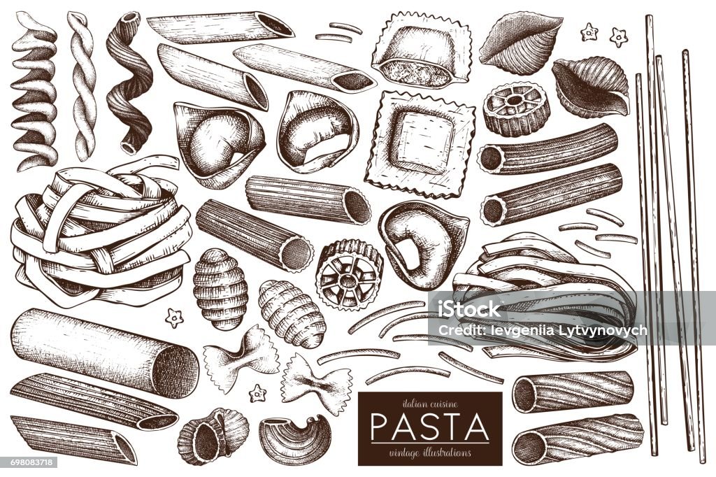 Pasta-Skizze-Sammlung - Lizenzfrei Nudeln Vektorgrafik