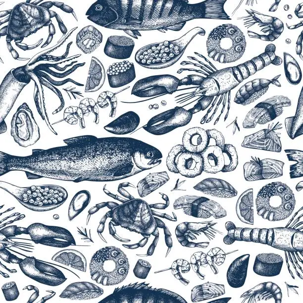 Vector illustration of seafood_pattern_2