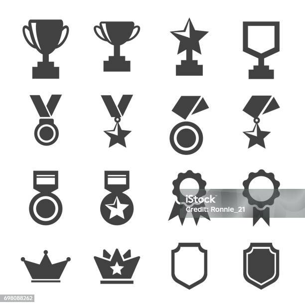 Award And Trophy Icons Set Vector Illustration Stock Illustration - Download Image Now - Icon Symbol, Trophy - Award, Award