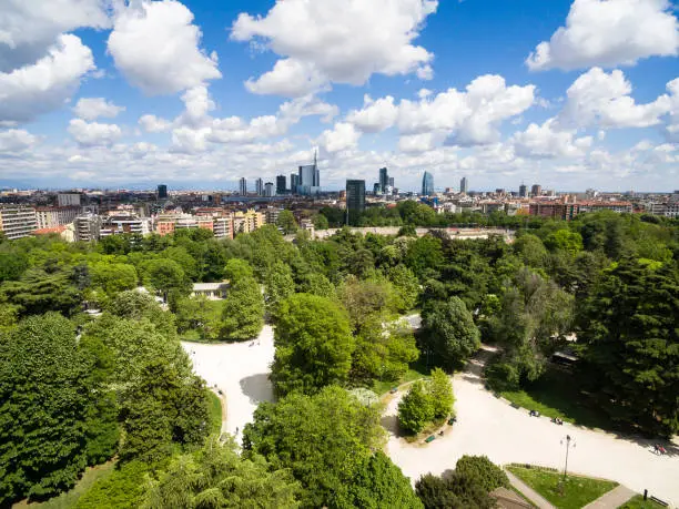 Photo of Aerial view of Sempione park in Milan, Italy