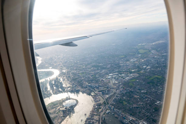 istock Aerial view of Central London through airplane window 698096476