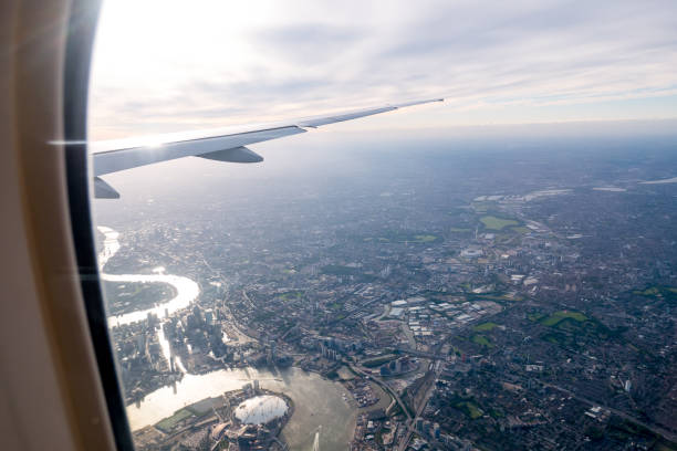 istock Aerial view of Central London through airplane window 698096552