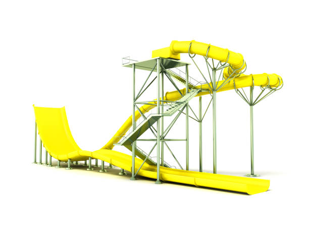 istock Aqua park water carousel yellow 3d render on white background 698096896