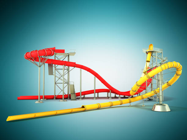 istock Water park water attraction perspective 3d render on white background 698097578
