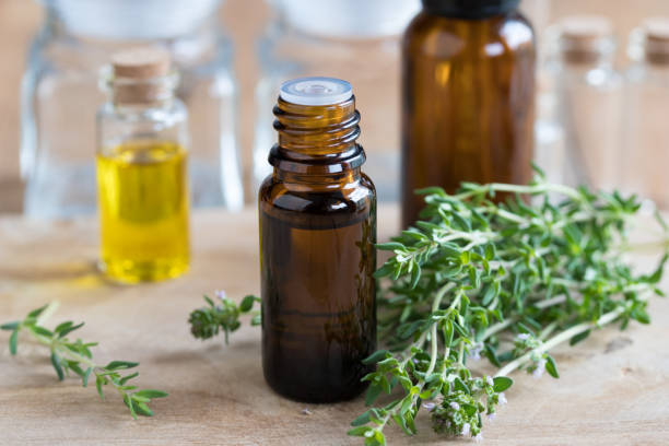 istock A bottle of thyme essential oil 698107826