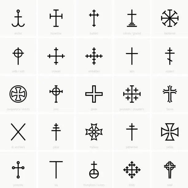 Vector illustration of Christian crosses