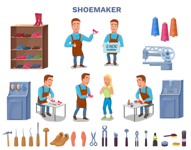 Shoemaker Graphics 190+ Female Shoemaker Stock Illustrations, Royalty-Free Vector Graphics ...