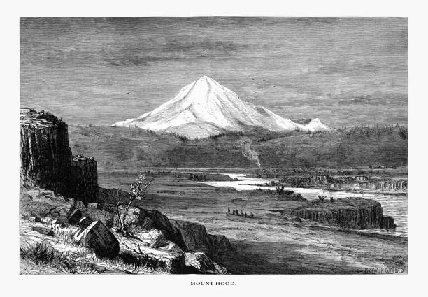 istock Mount Hood, Oregon, United States, American Victorian Engraving, 1872 698121070
