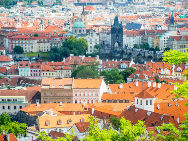 istock charles bridge in prague from prague castle view point in summer 698124146