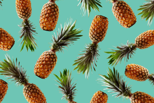 istock Retro design tropical style concept.Pattern with hipster pineapple summer decoration background 698130540