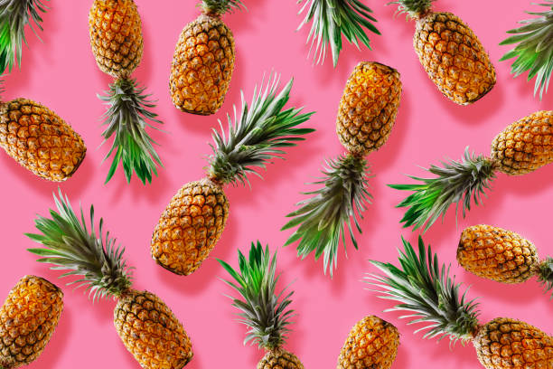 istock Retro design tropical style concept.Pattern with hipster pineapple summer decoration background 698130718