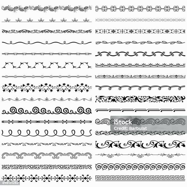 Seamless Horizontal Elements Stock Illustration - Download Image Now - Medieval, Border - Frame, Leaf