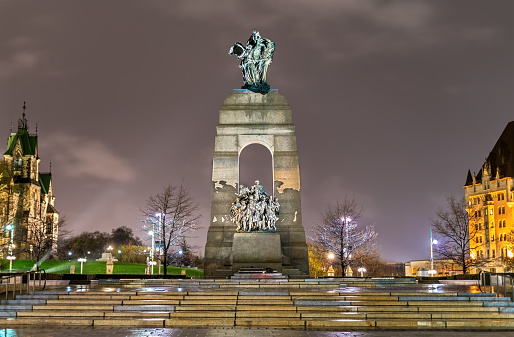 The National War Memorial on Confederation Square in Ottawa - Ontario, Canada.