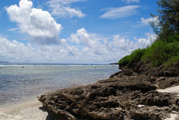 istock Rocky beach shores, Coral Ocean Point, Saipan 698185282