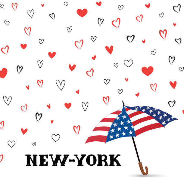 illustrazioni stock, clip art, cartoni animati e icone di tendenza di sfondo cuore con ombrello. modello d'amore per il biglietto d'auguri. buono per le vacanze di san valentino - new york rain