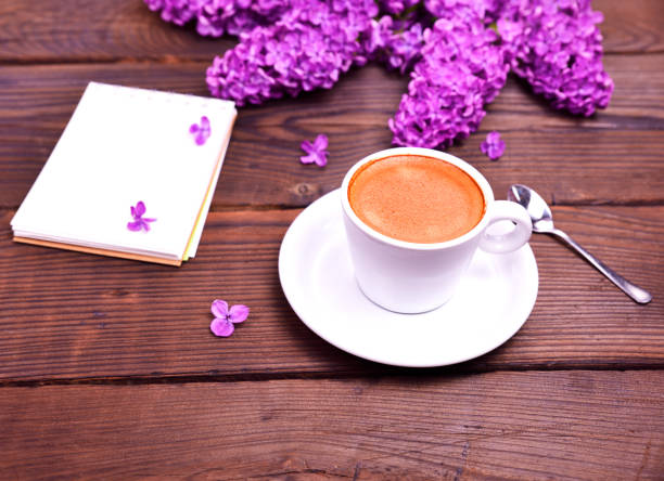 istock Espresso coffee in a white cup with a saucer 698207526