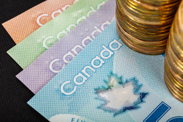 Canadian paper currency Canadian Dollar, concept of business and finance canadian currency photos stock pictures, royalty-free photos & images