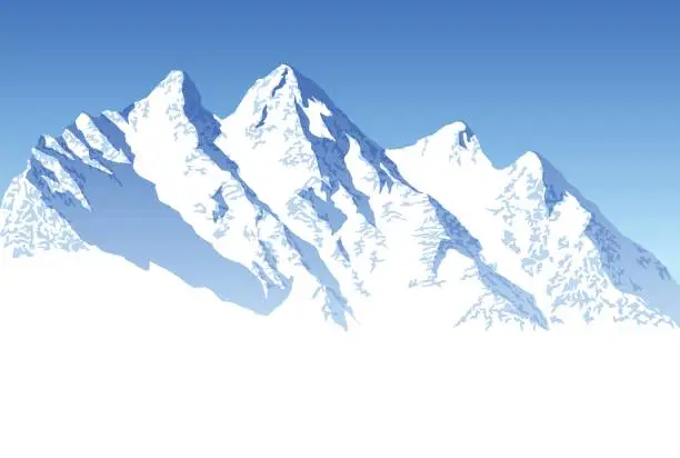 Vector illustration of vector blue beautiful mountains