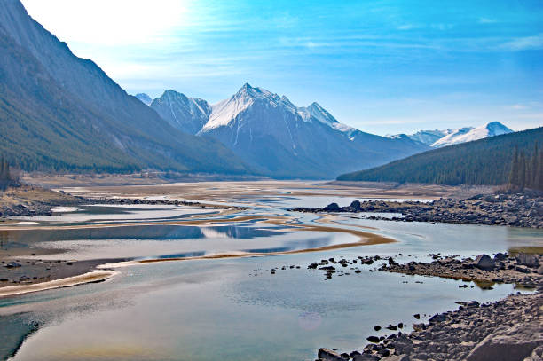 Medicine Lake drainage near Jasper, Alberta   sunrise spring