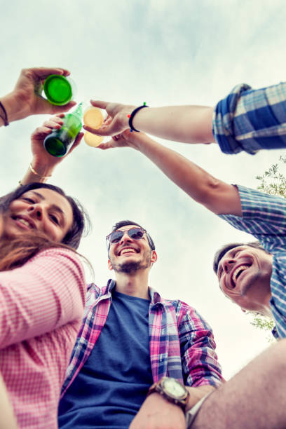 istock Happy group of young friends toasting with beer 698258210