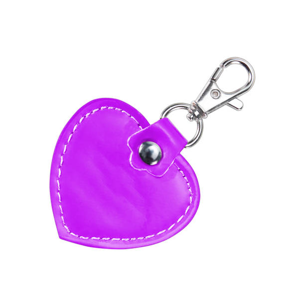 istock Leather Round Keychain with clip lock for Key Isolated on white background 698265672