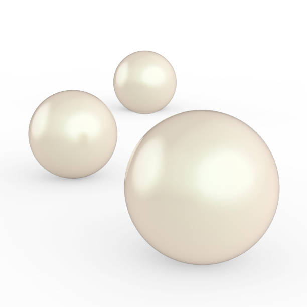 istock 3D illustration three pearls with a shadow on a white background 698265896