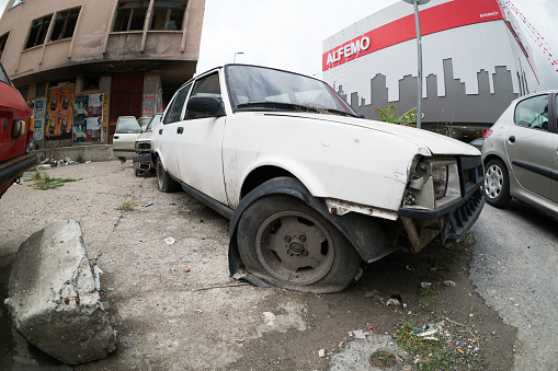 Istanbul,Turkey-June 19,2017:Fiat Tofaş car dying on the street