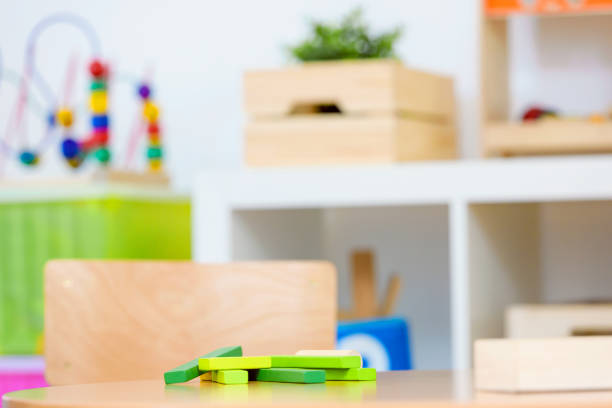 istock Preschool classroom with colorful didactic toys 698289552