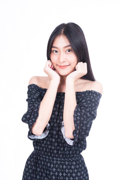 istock beautiful asian woman feeling happiness on white background 698360620