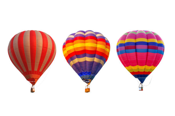 istock Group hot air balloons isolated on white background 698361818