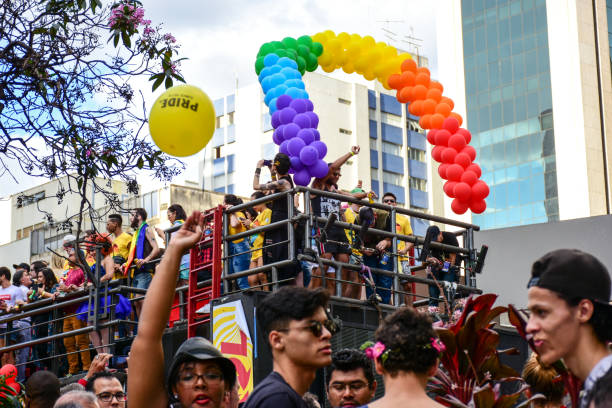 LGBT Pride 2017 Sao Paulo Sao Paulo, Brazil - June 18, 2017: LGBT Pride parade of Sao Paulo Brasil 2017 gays, lesbian, flags and crowd sao paulo gay pride parade stock pictures, royalty-free photos & images
