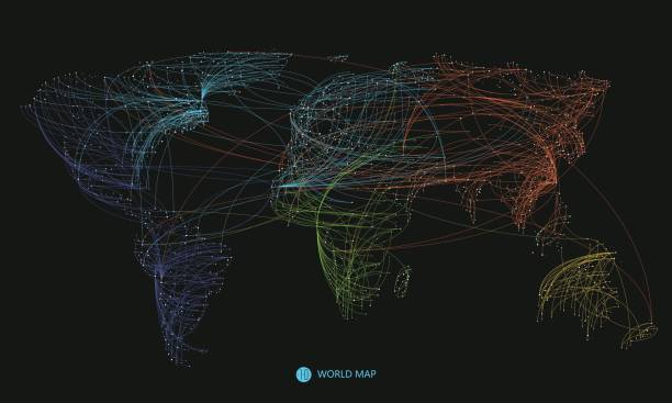 Point, line composition of the world map, the implication of network connection. Point, line composition of the world map, the implication of network connection. airplane patterns stock illustrations