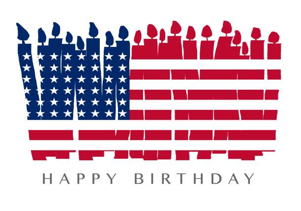 ilustrações, clipart, desenhos animados e ícones de feliz aniversário américa 4 de julho - fourth of july patriotism star shape red