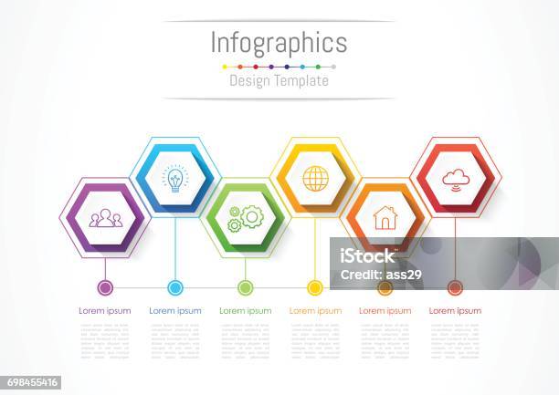 Infographic Design Elements For Your Business With 6 Options Parts Steps Or Processes Vector Illustration Stock Illustration - Download Image Now