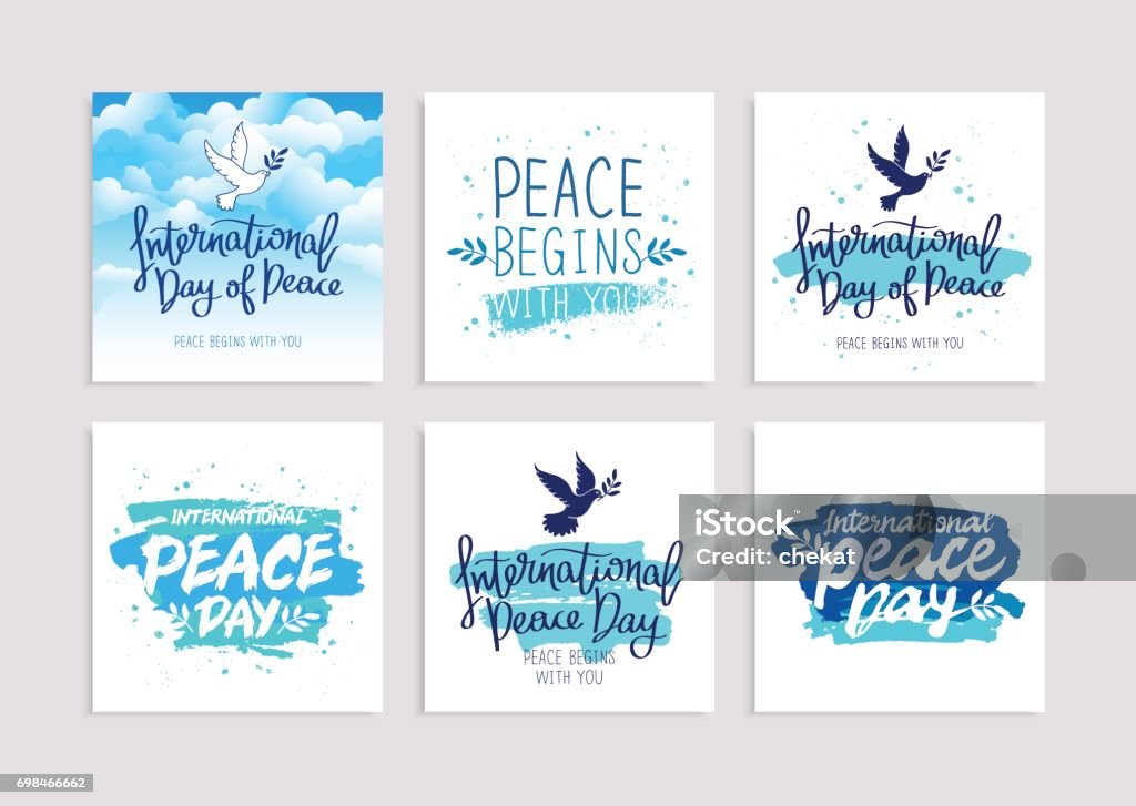 Set de tarjetas postales para el día de la paz. - arte vectorial de Luchar libre de derechos