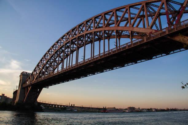 istock The Hell Gate Bridge over the river with sunset sky, New York 698466856