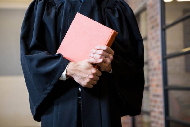 istock Lawyer holding a law book 698475980