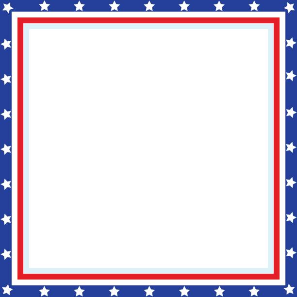 ilustraciones, imágenes clip art, dibujos animados e iconos de stock de marco cuadrado patrióticos americanos - flag american flag usa american culture