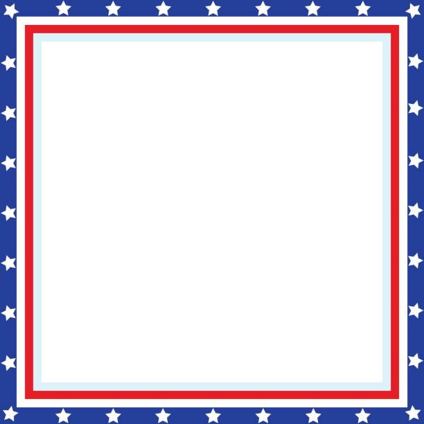 illustrazioni stock, clip art, cartoni animati e icone di tendenza di cornice quadrata patriottica americana - patriotism flag backgrounds american culture