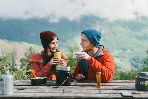 istock Couple have breakfast in mountains in Norway 698525594