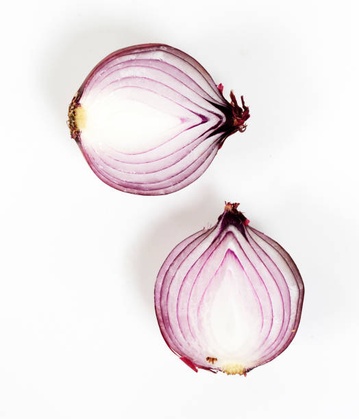 istock Closeup of red onion on white background 698529418